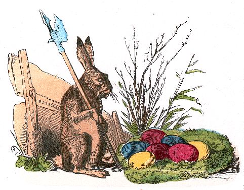 Der Osterhase bewacht sein Osternest